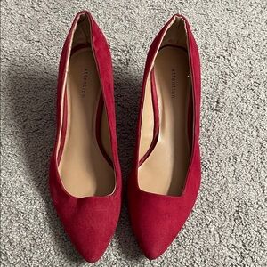 Attention Women's Bold Faux Suede Red Heels Size 8.5